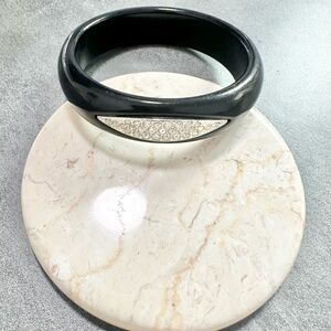 Vintage Black acrylic with Silver Rhinestone Accent Bracelet